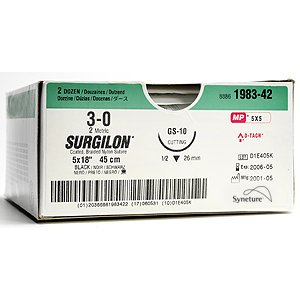 Suture without Needle Surgilon Braided Nylon Nonabsorbable Coated Size 0 18 Inch Suture