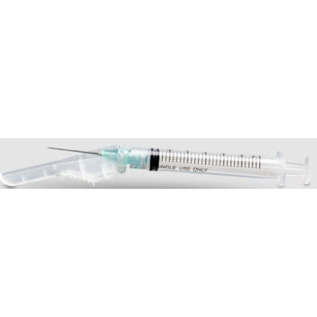 Syringe with Hypodermic Needle McKesson Prevent® 3 mL 23 Gauge 1 Inch Detachable Needle Hinged Safety Needle - M-1159367-4103 - Case of 400