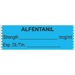 United Ad Label Drug Label UAL™ Anesthesia Label Alfentanil Strength_mcg/mL Exp Dt Tm_ Light Blue 1/2 X 1-1/2 Inch - M-541179-3998 - Roll of 1