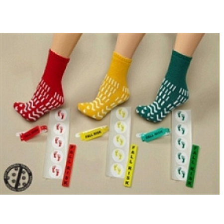Alba Healthcare Fall Management Slipper Socks Confetti Treads® Large Yellow Above the Ankle - M-825774-4733 - Dozzen2