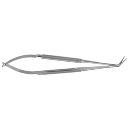 V. Mueller Micro Scissors V. Mueller® Jacobson 7 Inch Length Surgical Grade Stainless Steel NonSterile Round Thumb Handle with Spring 60° Angled Sharp Tip / Sharp Tip - M-785868-3396 - Each