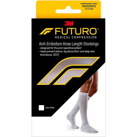 3M Anti-embolism Stocking 3M™ Futuro™ Knee High Medium / Regular White Closed Toe - M-1084276-878 - Case of 6 - Axiom Medical Supplies