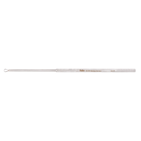 Miltex Ear Curette Miltex® Billeau 6-1/2 Inch Length Single-ended Round Knurled Handle Size 1, Small Tip Straight Sharp Teardrop Wire Loop Tip - M-157513-1234 - Each