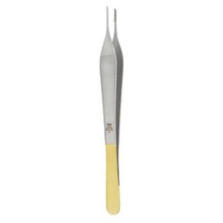 Miltex Tissue Forceps Carb-N-Sert® Adson 6 Inch Length Surgical Grade Stainless Steel / Tungsten Carbide NonSterile NonLocking Thumb Handle Straight Cross Serrated Tips with 1 X 2 Teeth and Tying Platform - M-683651-2966 - Each