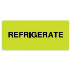 Shamrock Scientific Pre-Printed Label Auxiliary Label Chartreuse REFRIGERATE Black Temperature Control 1 X 2-1/4 Inch - M-697743-4525 - Roll of 1