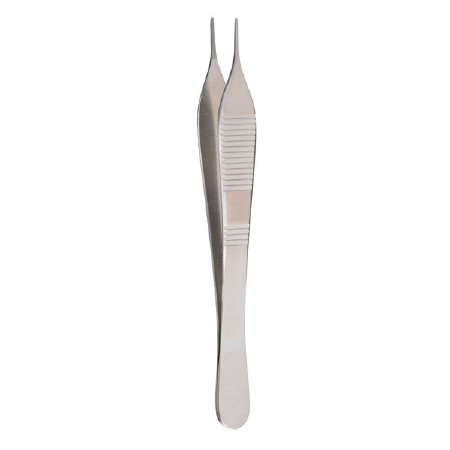 Miltex Dressing Forceps Miltex® Adson 4-3/4 Inch Length Floor Grade Stainless Steel Sterile NonLocking Thumb Handle Straight Serrated Tips - M-625316-4989 - Box of 50