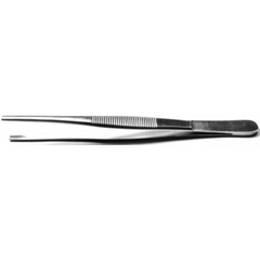 BR Surgical Tissue Forceps BR Surgical Brown 6 Inch Length Surgical Grade Stainless Steel NonSterile NonLocking Thumb Handle Straight 9 X 9 Side Grasping Teeth - M-835626-4123 - Each