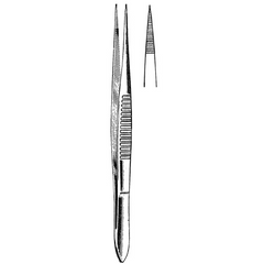 Fine Surgical Splinter Forceps 3-1/2 Inch Length Floor Grade Stainless Steel NonSterile NonLocking Thumb Handle Straight Serrated, Fine Point Tips - M-1119586-2304 - Each