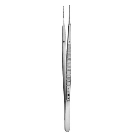 Miltex Dressing Forceps MeisterHand® Gerald 7 Inch Surgical Grade German Stainless Steel NonSterile NonLocking Thumb Handle Straight Serrated Tips - M-565671-4365 - Each