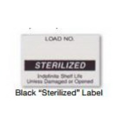 SPS Medical Supply Pre-Printed Label Advisory Label Black Paper LOAD NO./STERILIZED/Indefinite Shelf Life/Unless Damaged or Opened Black Sterilization Label - M-980242-3752 - Box of 10