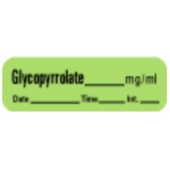 Precision Dynamics Drug Label PDC® Anesthesia Label Glycopyrrolate mg/mL Date_Time_Int_ Green 1/2 X 1-1/2 Inch - M-714028-3608 - Roll of 1