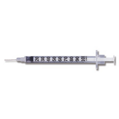 Becton Dickinson Insulin Syringe with Needle Lo-Dose™ Micro-Fine™ 0.5 mL 28 Gauge 1/2 Inch Attached Needle Without Safety - M-1371-4874 - Case of 500