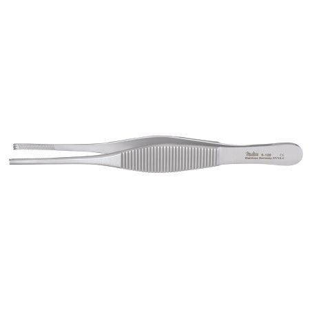 Miltex Tissue Forceps Miltex® Heaney 5-1/2 Inch Length OR Grade German Stainless Steel NonSterile NonLocking Thumb Handle Straight 2 X 3 Teeth, Serrated Tip - M-470798-1738 - Each