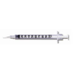 Becton Dickinson Insulin Syringe with Needle Micro-Fine™ 1 mL 28 Gauge 1/2 Inch Attached Needle Without Safety - M-149258-3414 - Case of 500