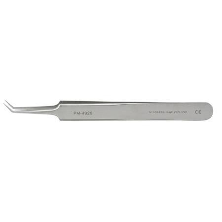 Miltex Micro Forceps Padgett® Jeweler 4-1/2 Inch Length Surgical Grade Stainless Steel NonSterile NonLocking Thumb Handle Angled - M-637439-3605 - Each