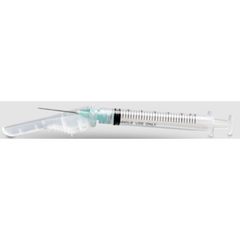 Syringe with Hypodermic Needle McKesson Prevent® 3 mL 23 Gauge 1 Inch Detachable Needle Hinged Safety Needle - M-1159367-1753 - Box of 100