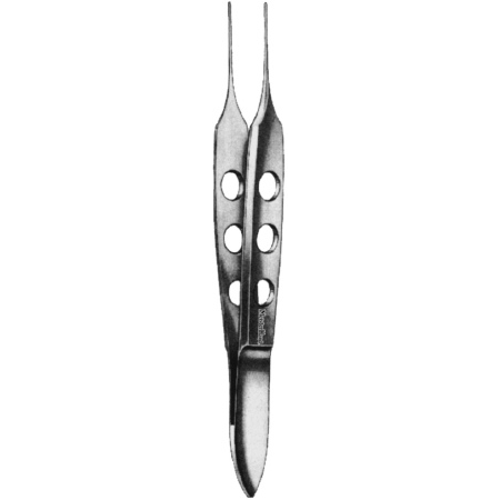 Miltex Dressing Forceps MeisterHand® Bishop-Harmon 3-3/8 Inch Length Surgical Grade German Stainless Steel NonSterile NonLocking Fenestrated Thumb Handle Straight Fine Cross Serrated Tips - M-528967-4589 - Each