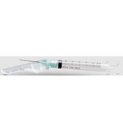 Syringe with Hypodermic Needle McKesson Prevent® 3 mL 22 Gauge 1-1/2 Inch Detachable Needle Hinged Safety Needle - M-1159365-4259 - Box of 100