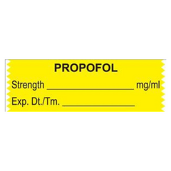 United Ad Label Drug Label UAL™ Anesthesia Label Tape Propofol Strength_mg/mL Exp Dt tm_ Yellow 1/2 X 1-1/2 Inch - M-720157-3851 - Roll of 1