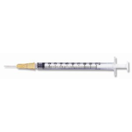 Becton Dickinson Insulin Syringe with Needle PrecisionGlide™ 1 mL 25 Gauge 5/8 Inch Detachable Needle Without Safety - M-494-3627 - Box of 100