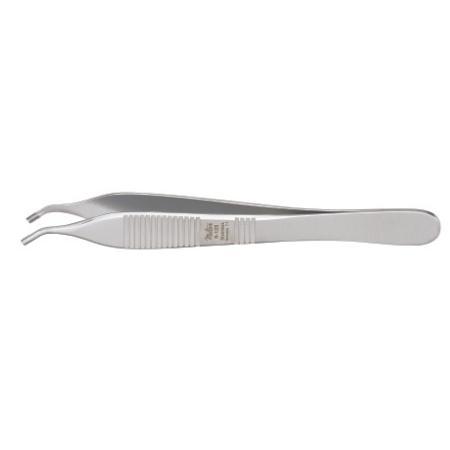 Miltex Tissue Forceps Miltex® Adson-Brown 4-3/4 Inch Length OR Grade German Stainless Steel NonSterile NonLocking Thumb Handle Angled 7 X 7 Teeth, Serrated Tip - M-495125-3682 - Each