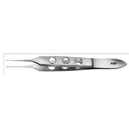 Aesculap Tissue Forceps Aesculap® Bishop-Harmon 3-1/2 Inch Length Surgical Grade Stainless Steel NonSterile NonLocking Fenestrated Thumb Handle Straight 1 X 2 Teeth - M-771224-1450 - Each - Axiom Medical Supplies