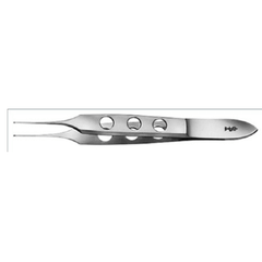 Aesculap Tissue Forceps Aesculap® Bishop-Harmon 3-1/2 Inch Length Surgical Grade Stainless Steel NonSterile NonLocking Fenestrated Thumb Handle Straight 1 X 2 Teeth - M-771224-1450 - Each - Axiom Medical Supplies