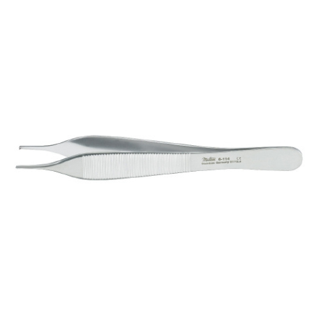 Miltex Tissue Forceps Miltex® Hudson-Ewald 4-3/4 Inch Length OR Grade German Stainless Steel NonSterile NonLocking Thumb Handle Straight Serrated Tips with 1 X 2 Teeth - M-250196-3723 - Each