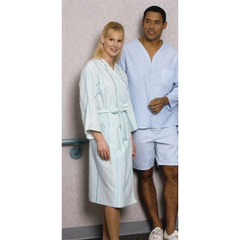 Fashion Seal Uniforms Patient Robe Unisex Large Aqua Stripe Reusable - M-485396-2361 - Each