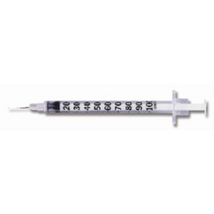 Becton Dickinson Insulin Syringe with Needle Micro-Fine™ 1 mL 28 Gauge 1/2 Inch Attached Needle Without Safety - M-149258-2590 - Box of 100