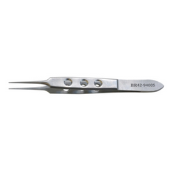 BR Surgical Tissue Forceps BR Surgical Bishop-Harmon 3-1/2 Inch Length Surgical Grade Stainless Steel NonSterile NonLocking Fenestrated Thumb Handle Straight 0.8 mm Serrated Tips - M-710235-1899 - Each