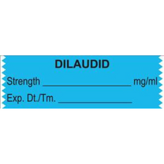 United Ad Label Drug Label UAL™ Anesthesia Label Tape Dilaudid Strength_% Exp DT Tm_ Light Blue 1/2 X 1-1/2 Inch - M-696437-2243 - Each