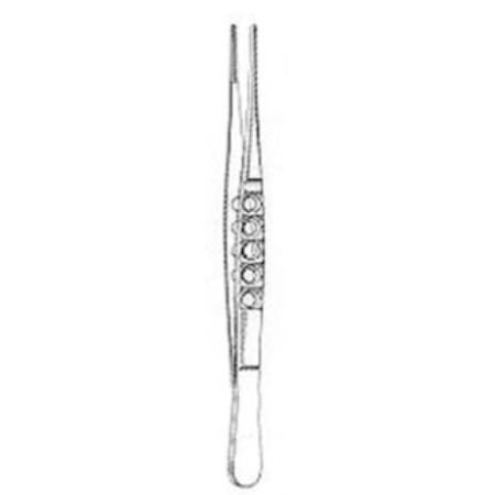 Miltex Tissue Forceps Miltex® DeBakey 6 Inch Length OR Grade German Stainless Steel NonSterile NonLocking Fenestrated Thumb Handle Straight Serrated Tip - M-527894-4656 - Each