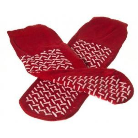 Alba Healthcare Fall Management Slipper Socks Confetti Treads® 5X-Large Red Ankle High - M-1042546-4424 - Case of 48