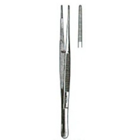 Miltex Dressing Forceps Miltex® Potts-Smith 9-1/2 Inch Length OR Grade German Stainless Steel NonSterile NonLocking Thumb Handle Straight Serrated Tip - M-250214-4283 - Each