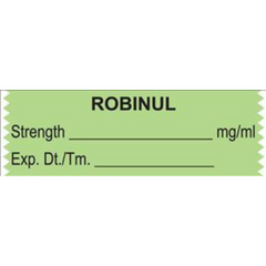 United Ad Label Drug Label UAL™ Anesthesia Label Tape Robinul Strength_mg/mL Exp Dt Tm_ Green 1/2 X 1-1/2 Inch - M-701319-4963 - Roll of 1