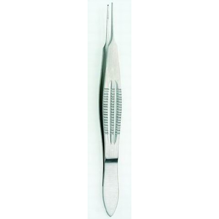 BR Surgical Suture Forceps HerMann Medizintechnik Castroviejo 10.5 cm Surgical Grade Straight 0.9 mm Tips w/1 X 2 Teeth and Tying Platform - M-719416-2011 - Each