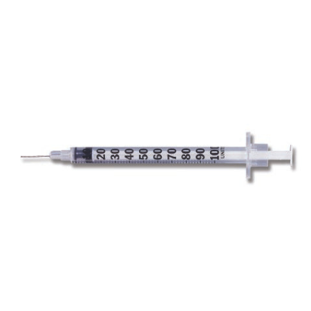 Becton Dickinson Insulin Syringe with Needle Micro-Fine™ 1 mL 27 Gauge 5/8 Inch Attached Needle Without Safety - M-119-1281 - Box of 100