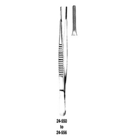 Miltex Tissue Forceps Miltex® DeBakey 9-1/2 Inch Length OR Grade German Stainless Steel NonSterile NonLocking Thumb Handle Straight Serrated Tip - M-507377-1359 - Each