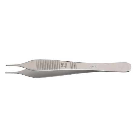 Miltex Tissue Forceps Miltex® Adson 4-3/4 Inch Length OR Grade German Stainless Steel NonSterile NonLocking Thumb Handle Straight 1 X 2 Teeth, Smooth Tip - M-250203-3471 - Each