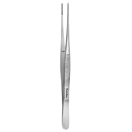 Miltex Dressing Forceps MeisterHand® Semken 5 Inch Length Surgical Grade German Stainless Steel NonSterile NonLocking Thumb Handle Straight Serrated Tips - M-528657-4863 - Each