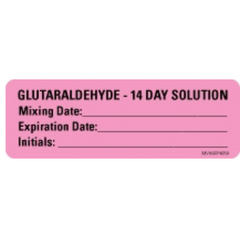 Precision Dynamics Drug Label MedVision® Anesthesia Label Glutaraldehyde 14 Day Solution Mixing Date_ExpirationDate_ Int Pink 1 X 2-15/16 Inch - M-762611-3707 - Roll of 1