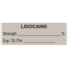 United Ad Label Drug Label UAL™ Anesthesia Label Tape Lidocaine Strength_% Exp dt Tm_ Gray 1/2 X 1-1/2 Inch - M-701321-4899 - Roll of 1