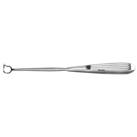 Miltex Adenoid Curette MeisterHand® Barnhill 8-1/2 Inch Length Single-ended Hollow Handle with Grooves Size 0, 11 mm Tip Curved Fenestrated Rectangular Tip - M-565162-3151 - Each