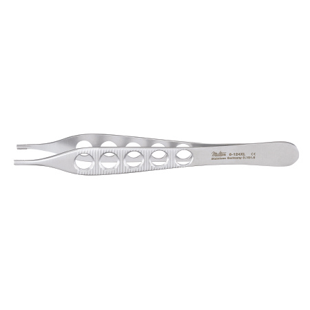 Miltex Tissue Forceps Miltex® Adson-Brown 4-3/4 Inch Length OR Grade German Stainless Steel NonSterile NonLocking Thumb Handle Straight 7 X 7 Teeth, Serrated Tip - M-480029-2122 - Each