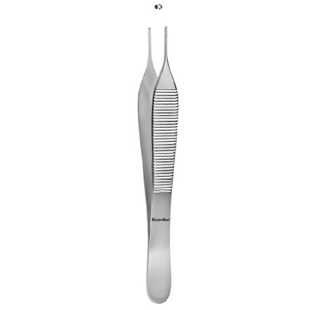 Miltex Tissue Forceps MeisterHand® Adson 4-3/4 Inch Length Surgical Grade German Stainless Steel NonSterile NonLocking Thumb Handle Straight Delicate 1 X 2 Teeth - M-421383-3680 - Each