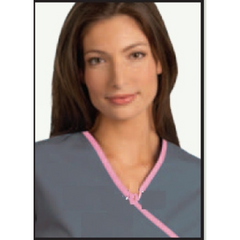 Fashion Seal Uniforms Scrub Shirt Small Pewter / Pretty Pink 2 Pockets Short Set-In Sleeve Female - M-799158-4060 - Each