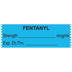 United Ad Label Drug Label UAL™ Anesthesia Label Tape Fentanyl Strength_mcg/mL Dt_Tm_Init_ Light Blue 1/2 X 1-1/2 Inch - M-720159-3768 - Roll of 1