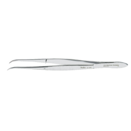 Miltex Dressing Forceps Miltex® 5 Inch Length OR Grade German Stainless Steel NonSterile NonLocking Thumb Handle Curved Narrow Fine, Serrated Tip - M-250192-3321 - Each