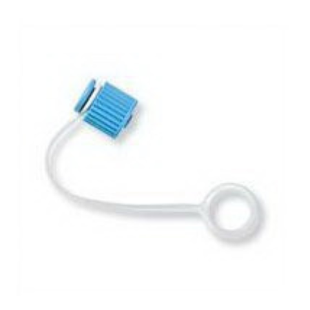 Qosina Corporation Luer Lock Cap 0.332 Inch, Blue, HDPE, PVC, Male, Non-Vented, Strap - M-1002192-1175 - Each